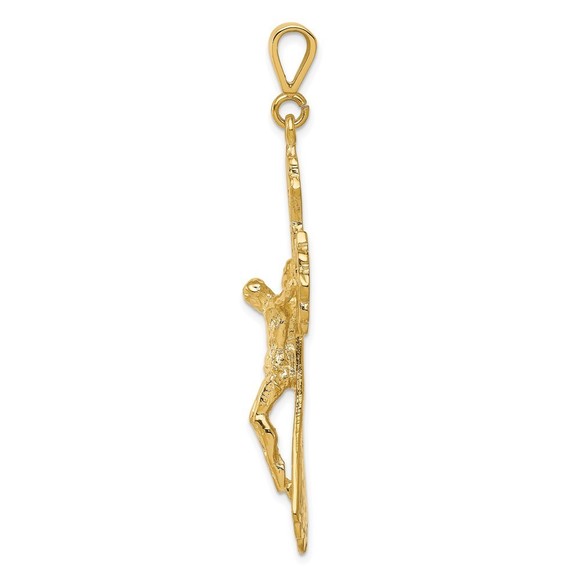 Million Charms 10k Yellow Gold Religious Crucifix Necklace Charm Pendant